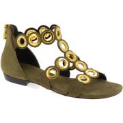 Barbara Bui Platta sandaler med guld studs Brown, Dam