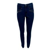 2-Biz Slim Fit Skinny Jeans med Dragkedjefickor Blue, Dam