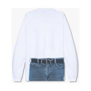 Y/Project Vit Crewneck Sweatshirt med Trompe l’Oeil Print White, Dam