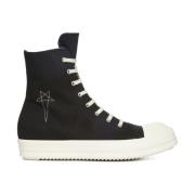 Rick Owens Svarta höga sneakers med dragkedja Black, Herr