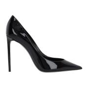 Saint Laurent Läderpumps med patenteffekt Black, Dam