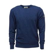 Roy Roger's Basic Crewneck Tröja i Ull och Kashmir Blue, Herr