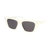 Celine Geometriska solglasögon med vit ram och gråa linser White, Dam