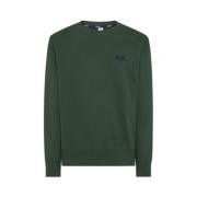 Sun68 Bomulls Crew Neck Sweater - Regular Fit Green, Herr