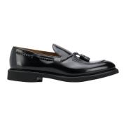 Doucal's Svart Läder Loafer Platta Skor Black, Herr