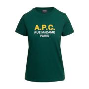 A.p.c. Grön T-shirt med Logotryck Green, Dam