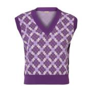 Dodo BAR OR V-neck Knitwear Purple, Dam