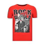 Local Fanatic Exklusiv T-shirt Män - Rock My World Cat Red, Herr