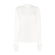 Twinset Lager Tulle Stickad Top White, Dam
