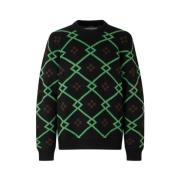 Samsøe Samsøe Grafisk Jacquard Crewneck Tröja Green, Herr