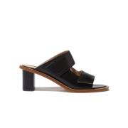 Scarosso Kristy Mules - Svarta Läderhögklackade Sandaler Black, Dam