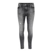 My Essential Wardrobe Slim Fit High Rise Grå Jeans med Slitna Detaljer...