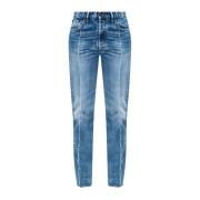 Maison Margiela Slim-Fit Stonewashed Bomull Denim Jeans Blue, Dam