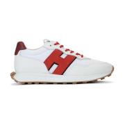 Hogan Vita och röda läder- och tekniska tyg sneakers White, Herr