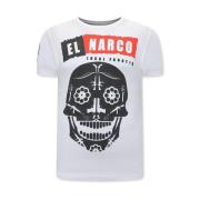 Local Fanatic El Narco T Shirt Med Tryck White, Herr