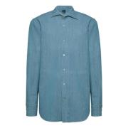 Boggi Milano Regular Fit Bomull Denim Skjorta Blue, Herr