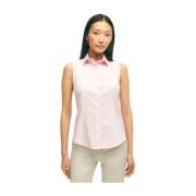 Brooks Brothers Stretch Supima Cotton Sleeveless Dress Shirt Pink, Dam