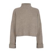 Co'Couture Turtle Neck Box Crop Sweater Brown, Dam