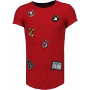 True Rise Exklusiva Militära Patches - Herr T-Shirt - T09150Br Red, He...