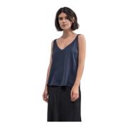 Ahlvar Gallery Elegant Deep V-Neck Tank Top Blue, Dam