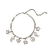 Alessandra Rich Chainecklace With Crystal Charms Gray, Dam