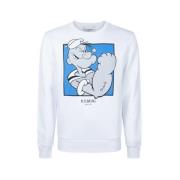 Iceberg Vit Slim Fit Crew Neck Sweatshirt med Popeye Grafik White, Her...