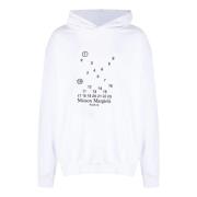 Maison Margiela Vit Bomullshoodie med Tryckt Logotyp White, Herr