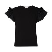 Liu Jo Rynkad Poplin Dam T-shirt Black, Dam