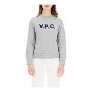 A.p.c. Logo Sweatshirt i Loopback Bomullsjersey Gray, Dam