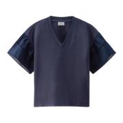Woolrich Dam T-shirt med ballongärmar Blue, Dam