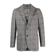 Circolo 1901 Rutig Enkelknäppt Blazer Gray, Herr