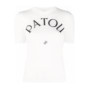 Patou Vit Stickad Logotyp Topp White, Dam
