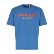 Moncler Blåa Bomull T-shirts och Polos Blue, Herr