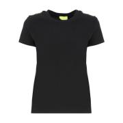 Elisabetta Franchi Svart bomullst-shirt med guld detalj Black, Dam