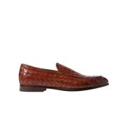 Scarosso Handgjorda vävda cognac läderloafers Brown, Herr