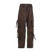 Andrea Adamo Straight Trousers Brown, Dam