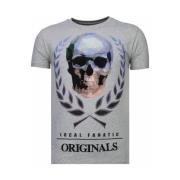 Local Fanatic Skull Originals Rhinestone - Herr T-shirt - 13-6224G Gra...
