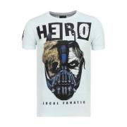 Local Fanatic Hero Mask Rhinestones - Sommar T-shirt Man - 6323W White...