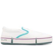 Marcelo Burlon Vit/Turkos Cross Vulcanized Slip-On Sneakers White, Dam