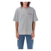 Thom Browne Oversized T-shirt med Ficka i MIL Gray, Herr