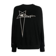 Rick Owens Champions Svart Logo Sweatshirt Black, Dam