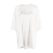 Rick Owens Logo-Embossed Oversized Cotton T-Shirt White, Dam