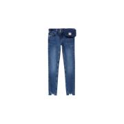 Liu Jo Slim-Fit Jeans med stentvätt och ofärdiga f?llar Blue, Dam