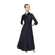 Twinset Denim Lång Skjortklänning med Svarta Strassdetaljer Blue, Dam