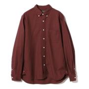 Beams Plus Premium Oxford Skjorta i Bordeaux Red, Herr