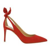 Aquazzura Röda Läderrosett Pumps Red, Dam