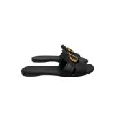 Dior Vintage Svarta läder Dior sandaler Black, Dam