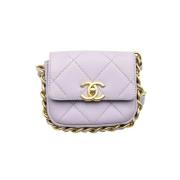 Chanel Vintage Begagnad Lilla Läder Chanel Flap Väska Purple, Dam