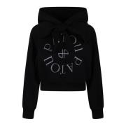 Patou Logo-broderad Bomullshoodie Black, Dam