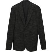 Bottega Veneta Vintage Förägad Svart Bomull Blazer med Tryckt Design B...